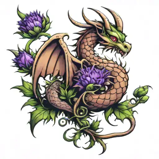 Thistle Dragon With Celtic