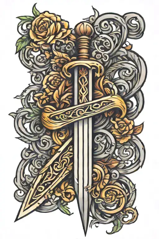 A Wooden Sword Tattoo Design