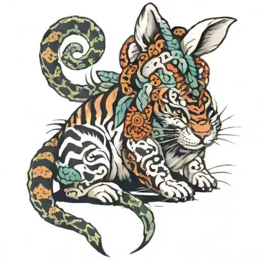 Rabbit With Snake And Tiger