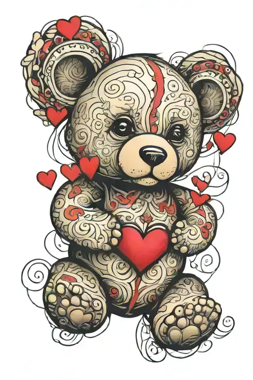 Teddy Bear Surrounded In Hearts Of Bob Wire