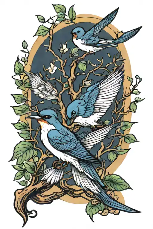 Swallow And Tree And Animals