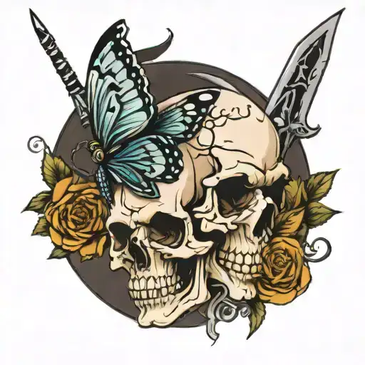 Skull And Butterfly And Sword