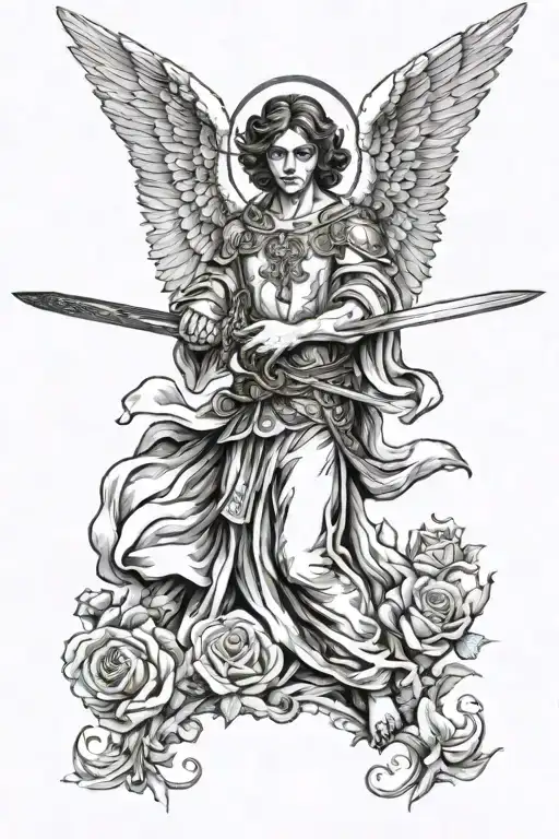 Realism Angel Holding A Sword