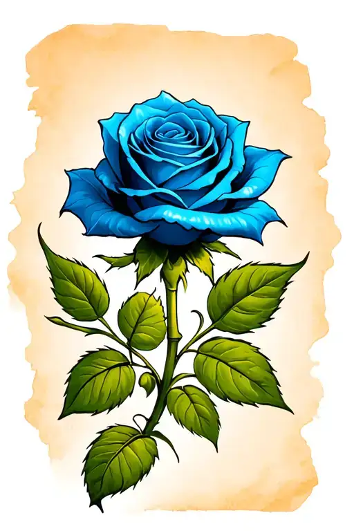 Blue Rose With Stem