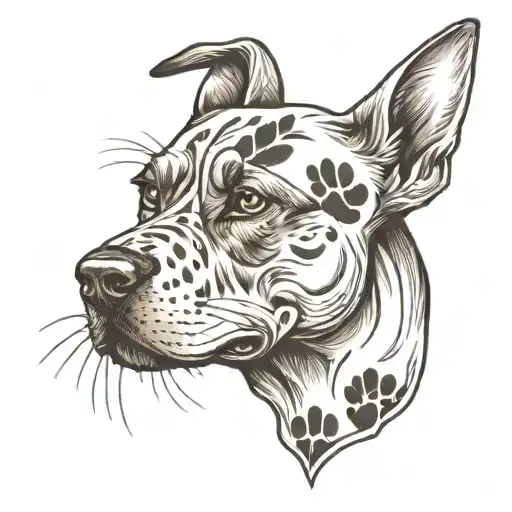 A Dog Head With A Paw Print