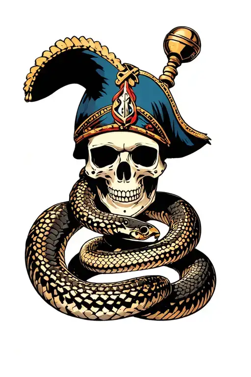 Conquistador Skull With Rattle Snake Intertwined