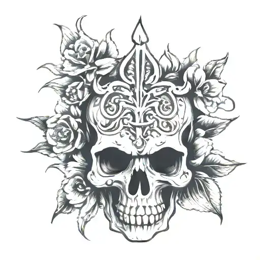 Skull With Flor De Lis