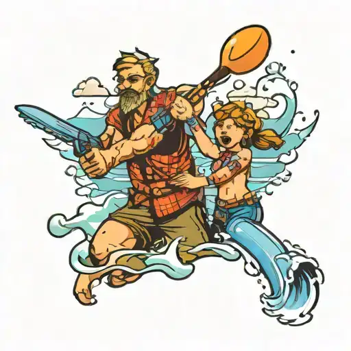 Water Fight Camping Mom Dad