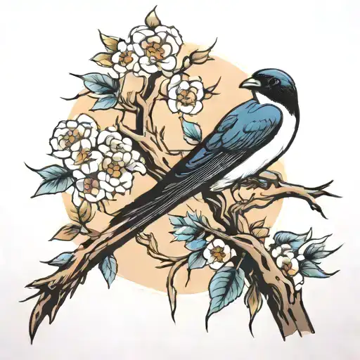 Swallow And Tree And Animals