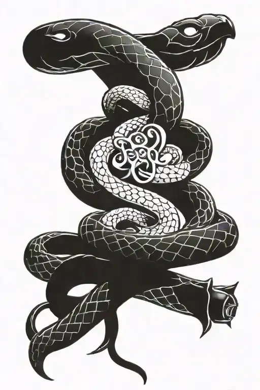 Snake Protecting Unalome Symbol