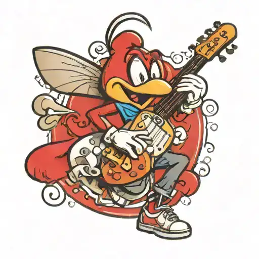 Domino's Pizza Mascot The Noid With A Guitar