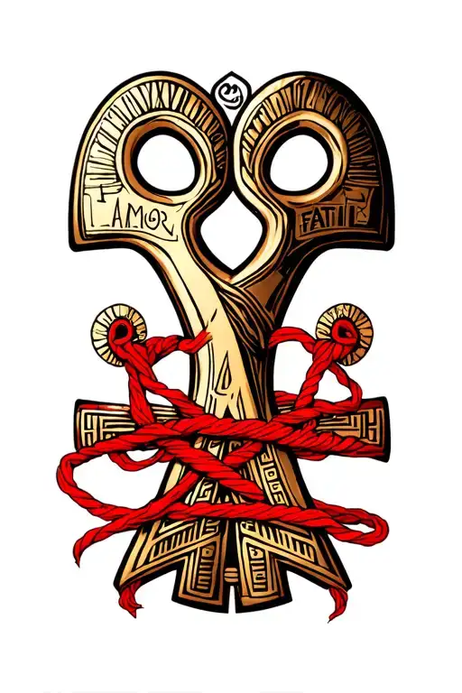 Ankh With The Red Thread Of Fate Intertwined And The Words Amor Fati Somewhere Included