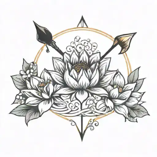 Arrow Bow Flower Lotus Moon Sun