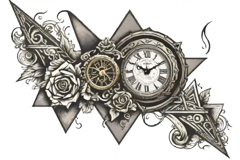 The Clock With Roman Numbers Inside The Triangle Eye Symbol Integrated Surrounded With A Tophat