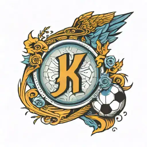 Kdb Text With Number 17 In Circle With Fooball And A Eye And Some Arrowa