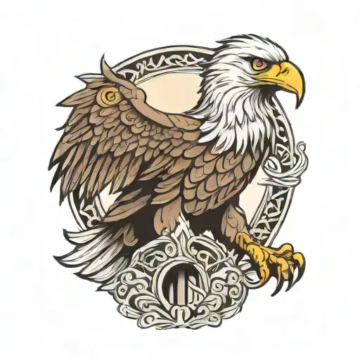 Eagle That Has Women In Claws Arched Back