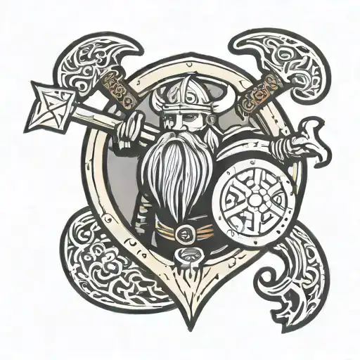 Cartoon Low Detail Viking In The Shape Of A Shield Like A Futbol Logo