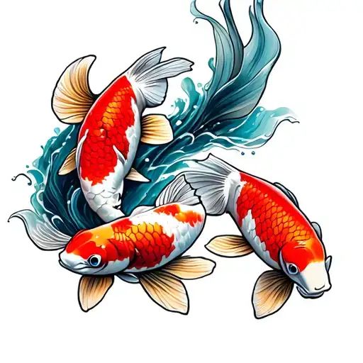 4 Koi Fish Swimming Up Forearm