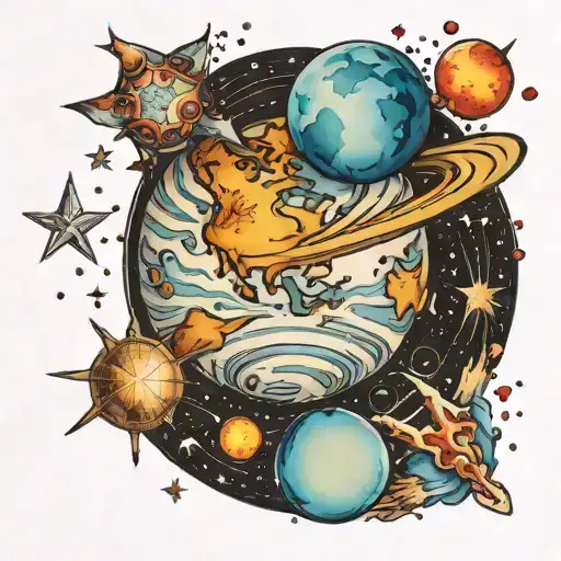 Realistic Image Of Our Planet And Stars