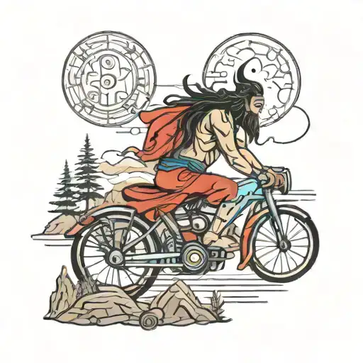 A Man Looking At Lord Shiva In Mountain While Traveling In A Bike With A Sea View On A Side