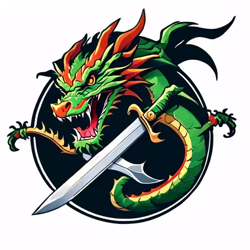 Dragon With Sword Going