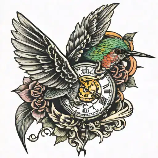 Hummingbird Broken Pocket Watch Rip Mom
