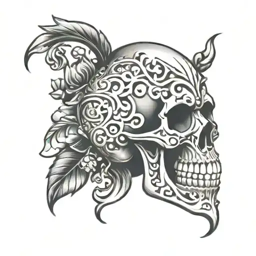 Skull Soft Shading Stencil Art Of A Skeletal