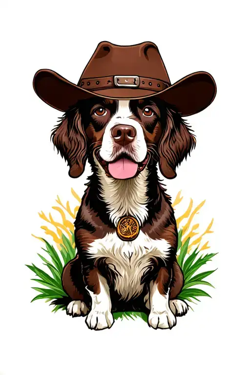 Springer Spaniel Dog With A Cowboy Hat