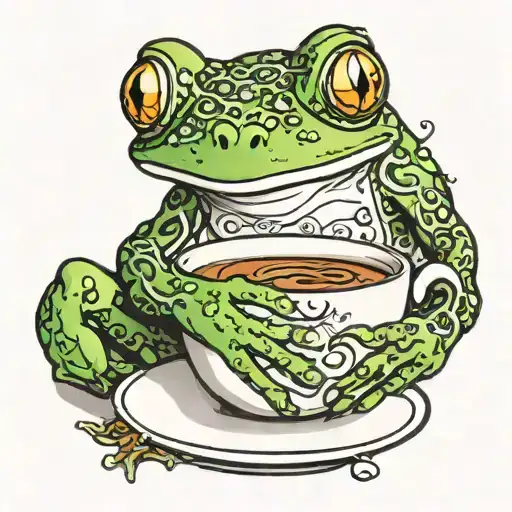Frog Drinking Coffee