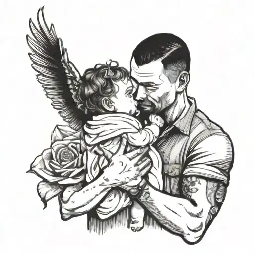 Father Holding Baby Girl Side Profile