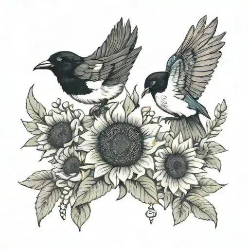 Sunflower And Magpie Holding