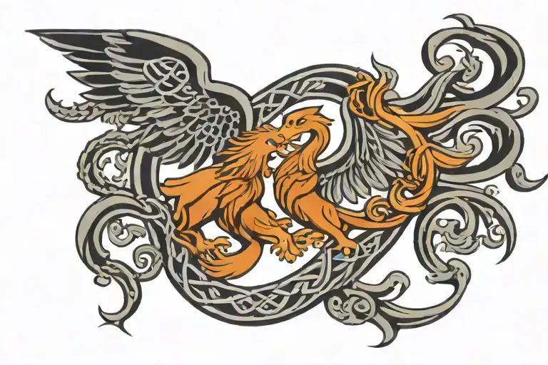 Celtic Griffin Polyamorous Relationship Symbolized By Intertwined