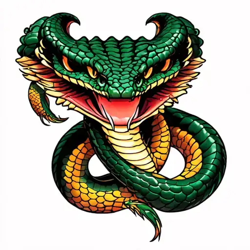 Cobra Royal Style Old School Tattoo In Color