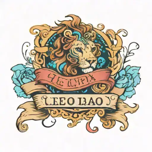 Leo Zodiac Sign With A Name Banner Ribbon Across