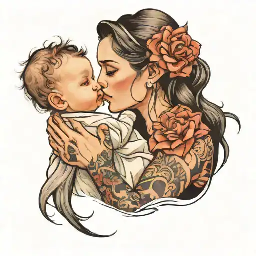 Futher Holding Baby Girl Side Profile