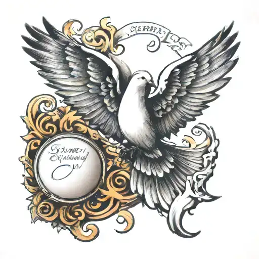 Serenity Prayer In A Scroll With A Dove Flying