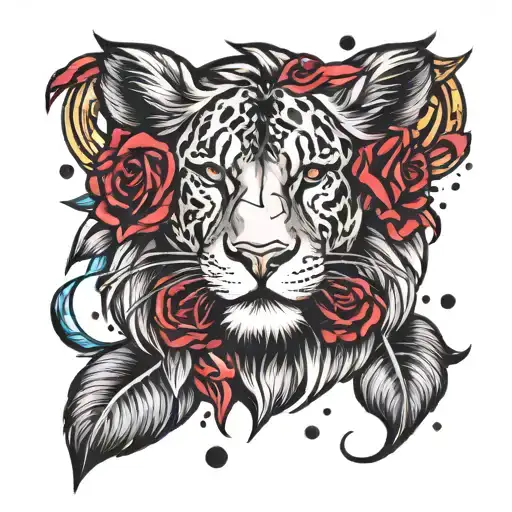 Leo Tattoos With Rose Petals Falling