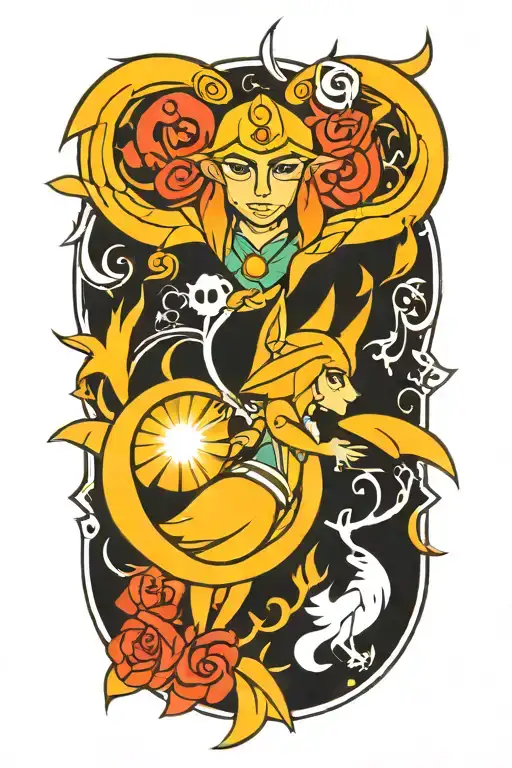 Wisdom And Light Symbol Intertwined Along With Zelda Wind Waker