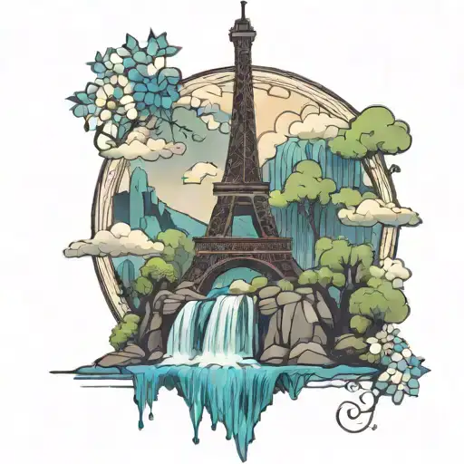 Waterfall Eiffel Tower Made