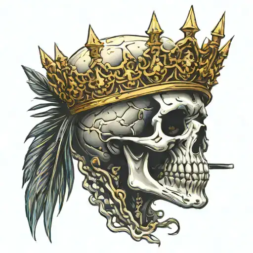 Skull With Spec Ops Helmit With Golden Spikes Making A Crown