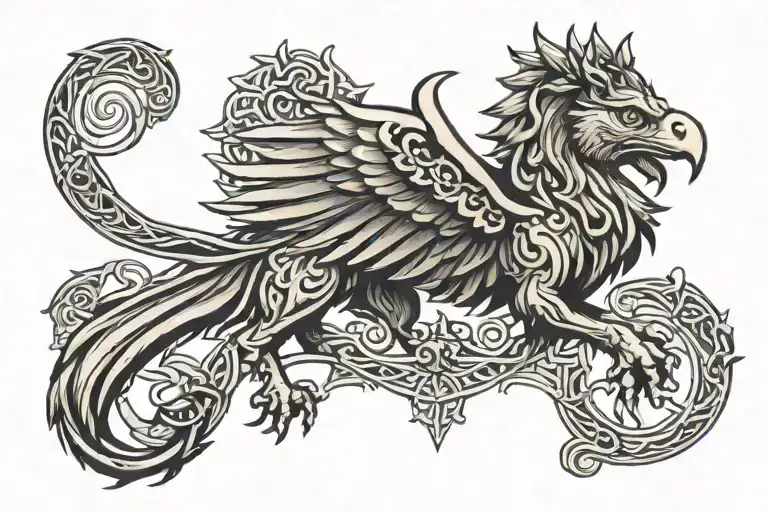 Celtic Griffin Perched