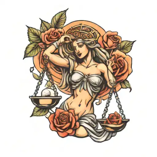 Lady Justice Nude With Rose Intertwined