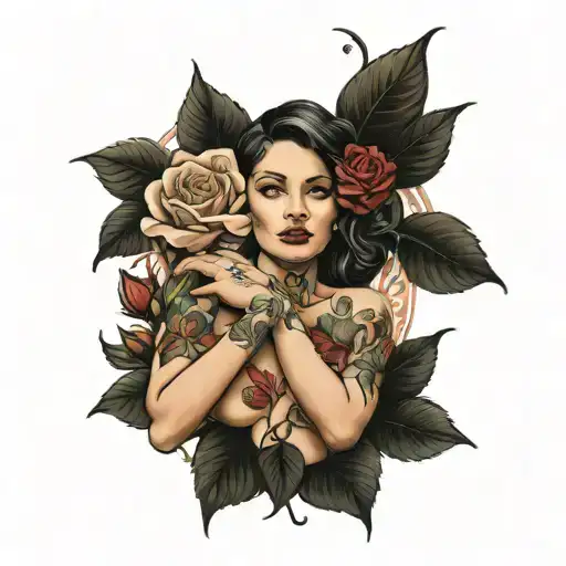 Nude Woman With Rose Wrapped