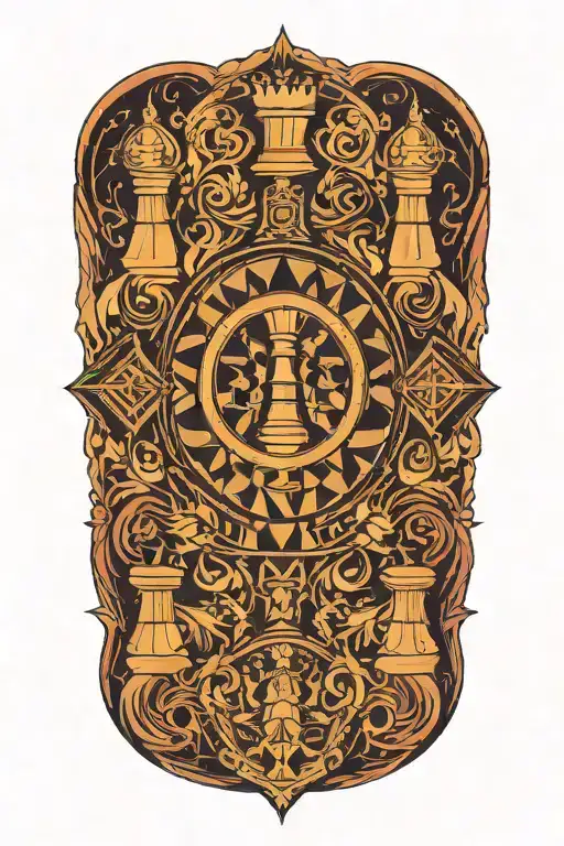 Chess Pieces Arranged In A Mesmerizing Geometric Pattern Representing The Cosmos