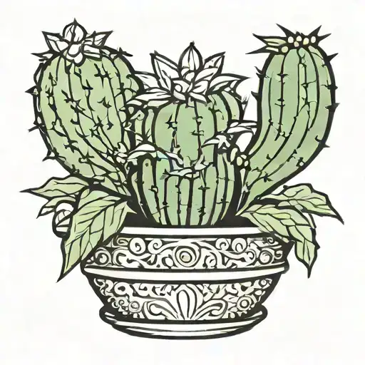 Cactus In A Decorated Pot