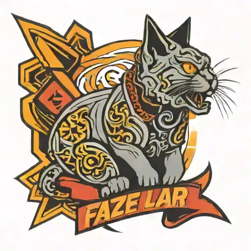 Faze Clan Logo With Cat Inside And Gt3 Rs 3 Silhouette