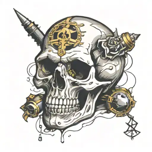 Skull With Bullet Hole In Temple