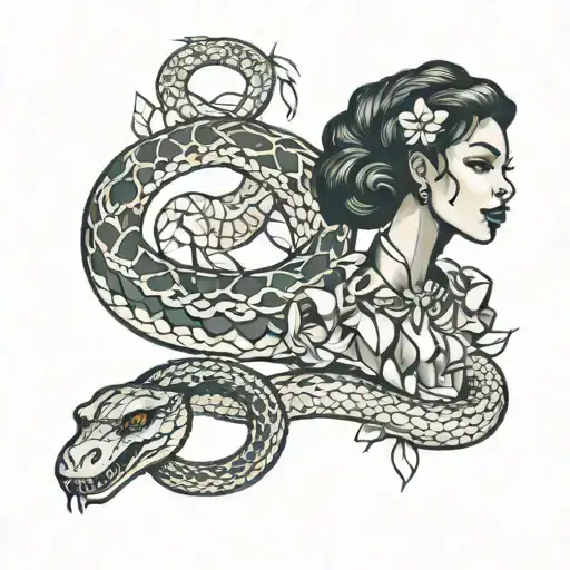 Snake And Black Woman