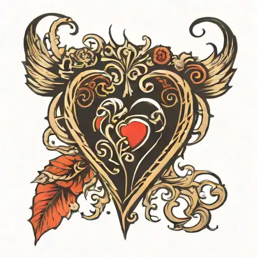 5 Verticle Black Heart Outline