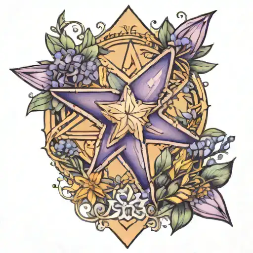 A 4 Pint Star With Stephanie In The Middle Surrounded By Lavender